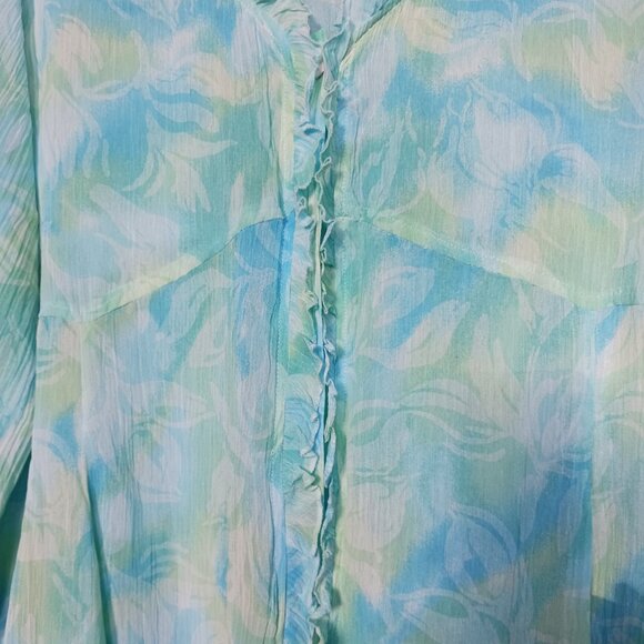 Coldwater Creek Sheer Beach Top Blouse Green XL - Picture 7 of 16